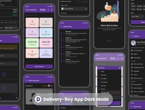'Mighty Delivery - on-demand delivery app UI Kit'