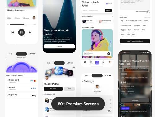'Rhythm AI - AI Music Creation App UI Kit'