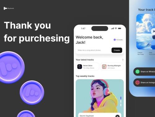 'Rhythm AI - AI Music Creation App UI Kit'