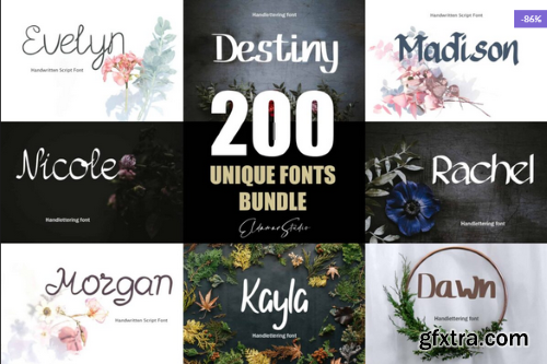 Eldamar Studio - 200 Unique Fonts Bundle