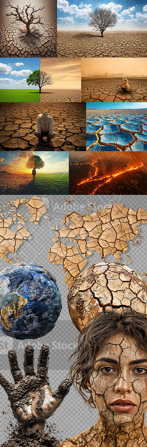 Drought and Thirst Concept 9xPNG, 16xJPG