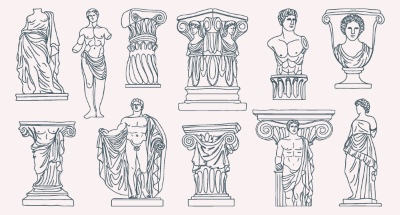 Ancient Sites and Sculpture Sketches 25xAI