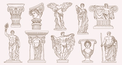 Ancient Sites and Sculpture Sketches 25xAI