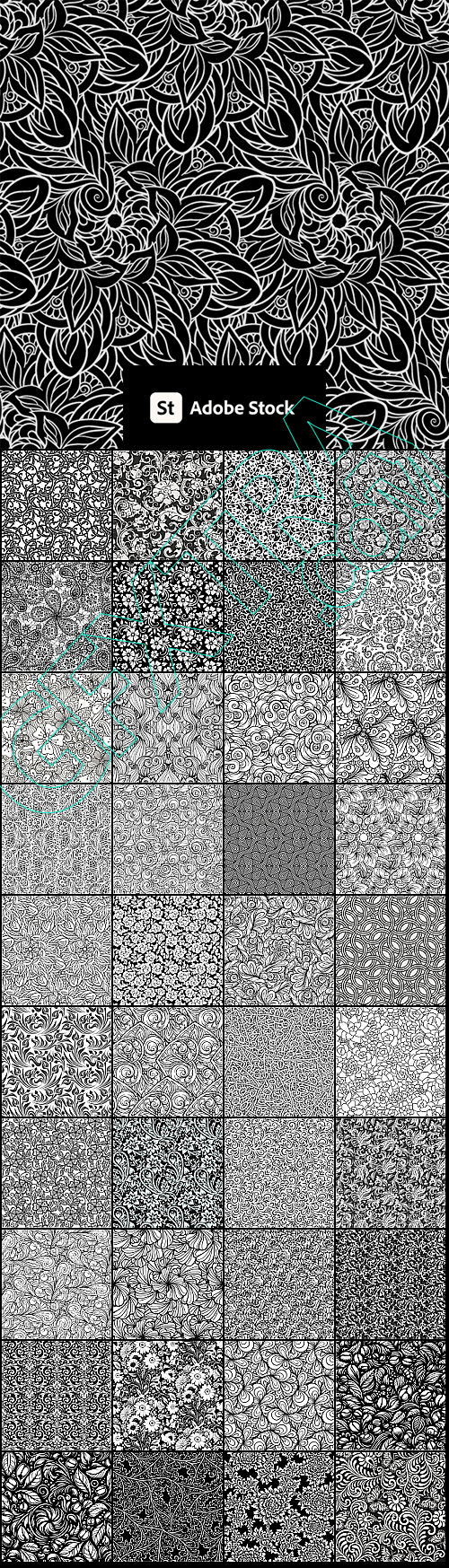 Black &amp; White Seamless Square Patterns 40xEPS