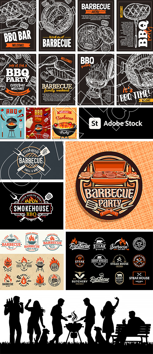 Barbecue Design Elements 25xAI