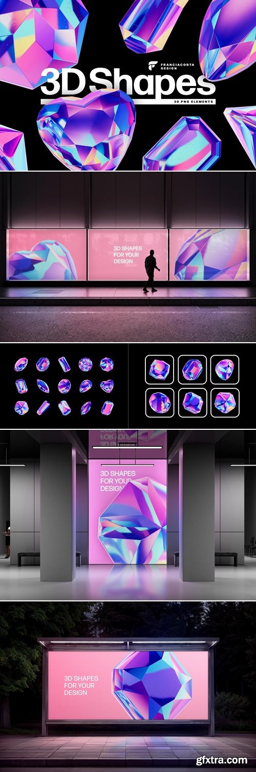 YouWorkforThem - Crystals Collection - 3D Objects Set Graphics