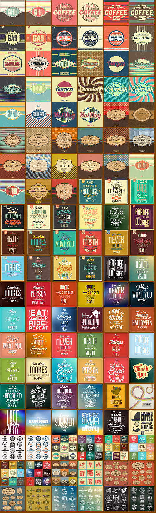 Typographic Retro Vintage Templates 124xEPS