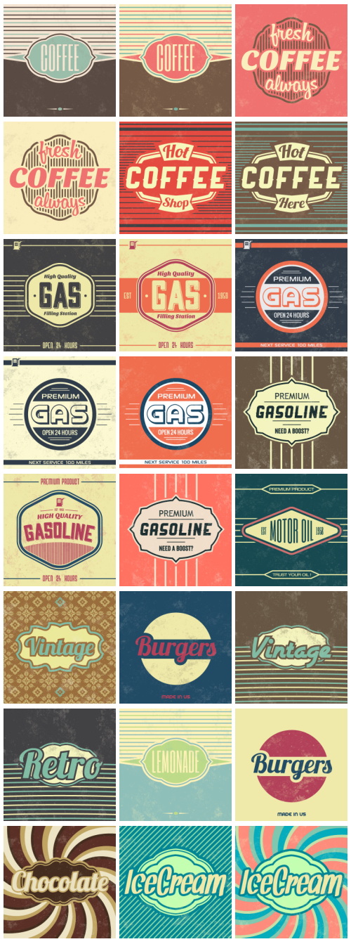 Typographic Retro Vintage Templates 124xEPS Typographic Retro Vintage Templates 124xEPS