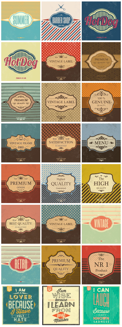 Typographic Retro Vintage Templates 124xEPS Typographic Retro Vintage Templates 124xEPS
