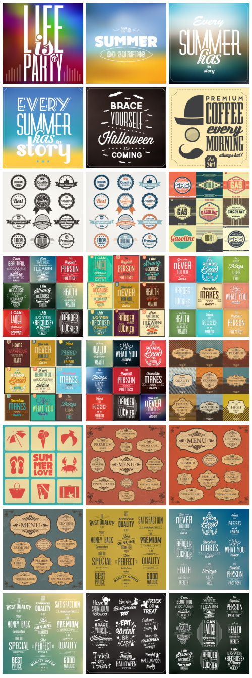 Typographic Retro Vintage Templates 124xEPS Typographic Retro Vintage Templates 124xEPS