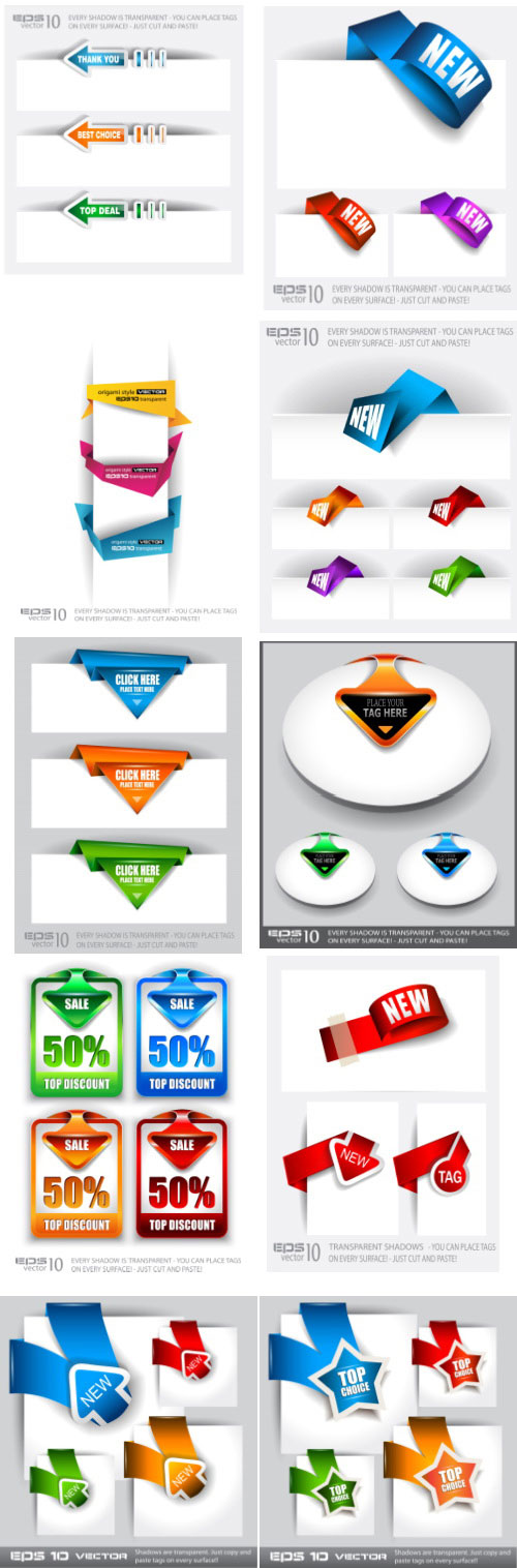 Web Elements - Paper Tags Style 50xEPS