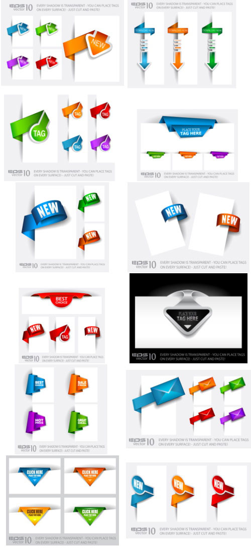 Web Elements - Paper Tags Style 50xEPS