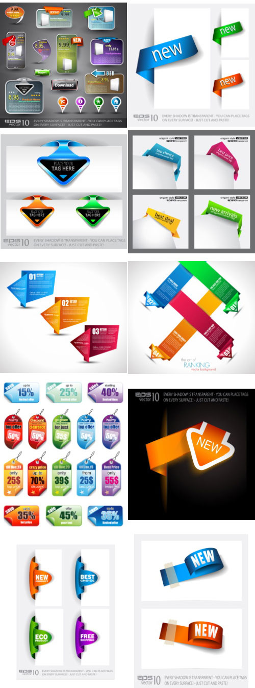 Web Elements - Paper Tags Style 50xEPS