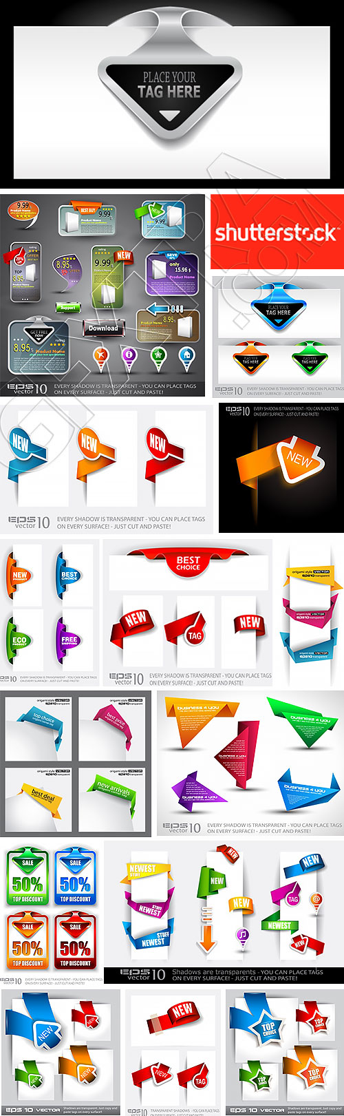 Web Elements - Paper Tags Style 50xEPS