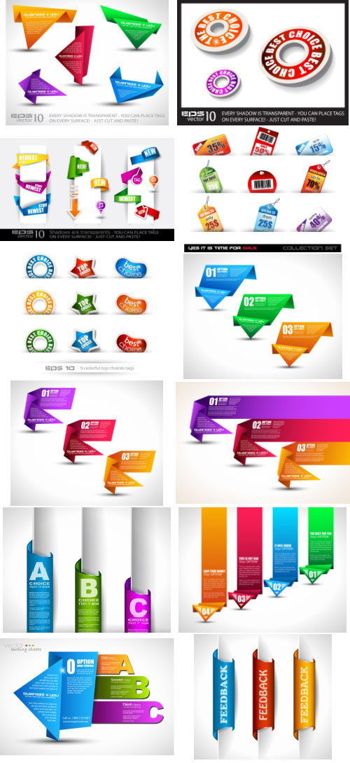 Web Elements - Paper Tags Style 50xEPS