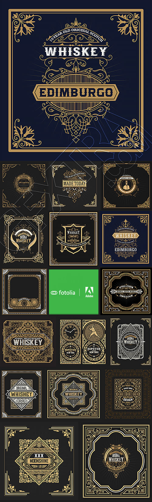 Vintage Whiskey Logo & Label Luxury Templates 18xEPS
