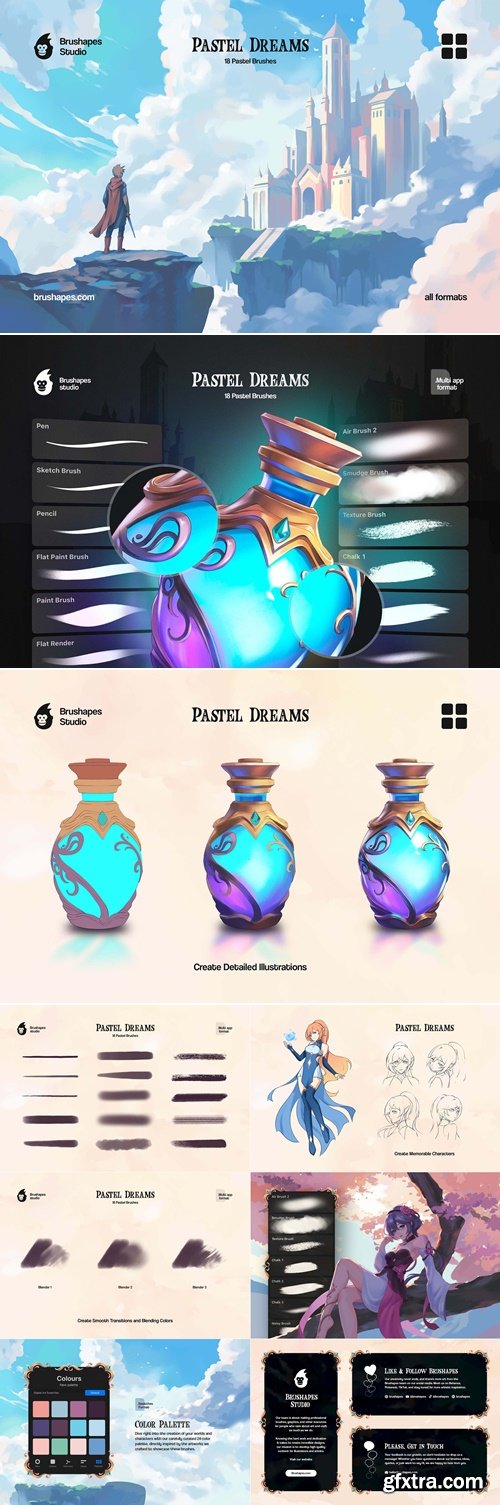 CreativeMarket - Multi App Pastel Dreams Brushes 291286384