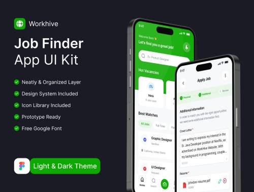 'Workhive - AI Job Finder App UI Kit'