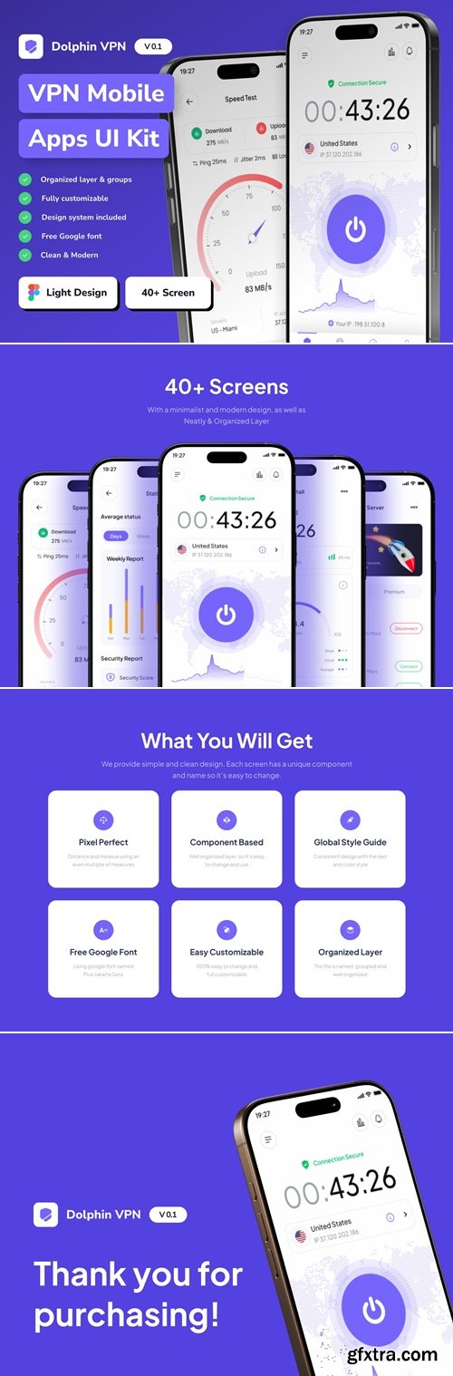 Dolphin VPN - VPN Mobile Mobile App UI Kits