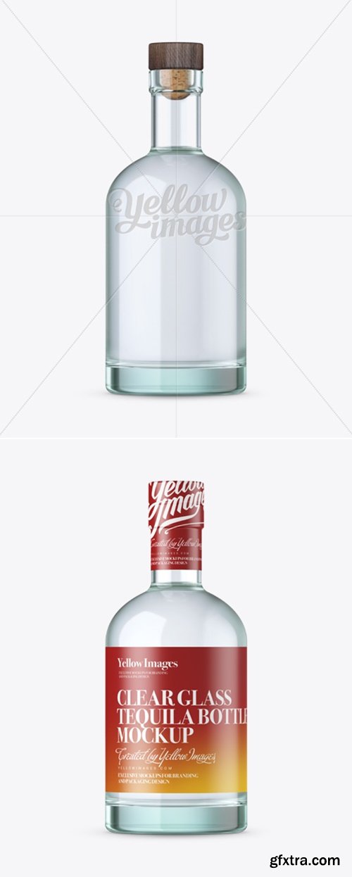 YellowImages - Blue Glass Oslo Plate Tequila Bottle Mockup 12402