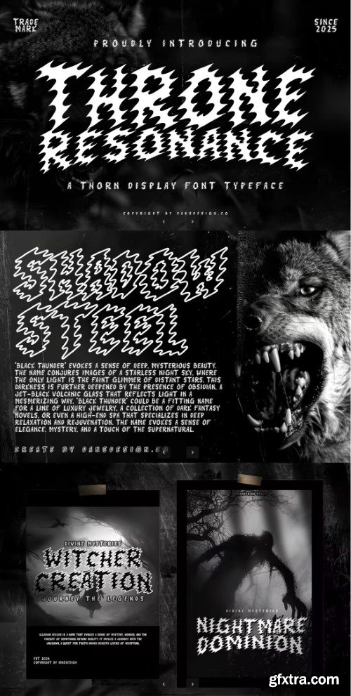 Throne Resonance Metal Thorn Display Font