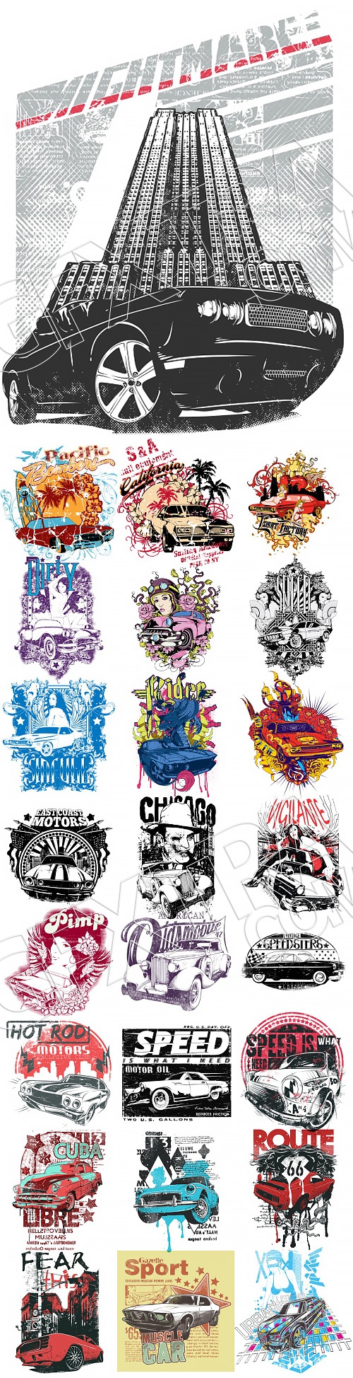 T-Shirt Prints Car Collection 25xEPS