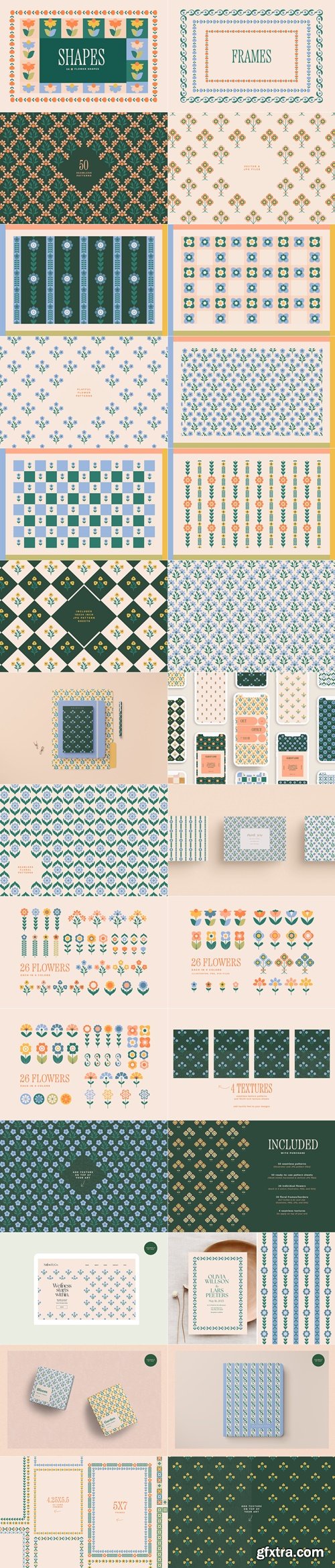 CreativeMarket - Blossom - Patterns, Shapes & Frames 291261490