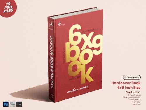 'Hardcover Book 6x9 Inch Mockup Set'