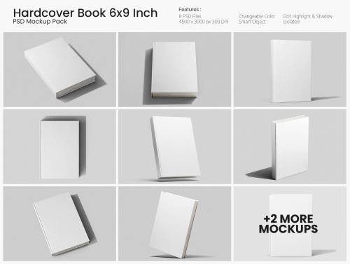 'Hardcover Book 6x9 Inch Mockup Set'