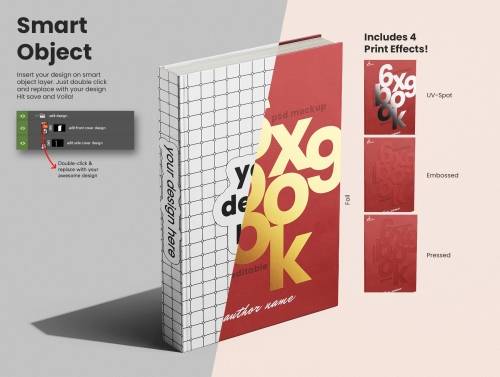 'Hardcover Book 6x9 Inch Mockup Set'