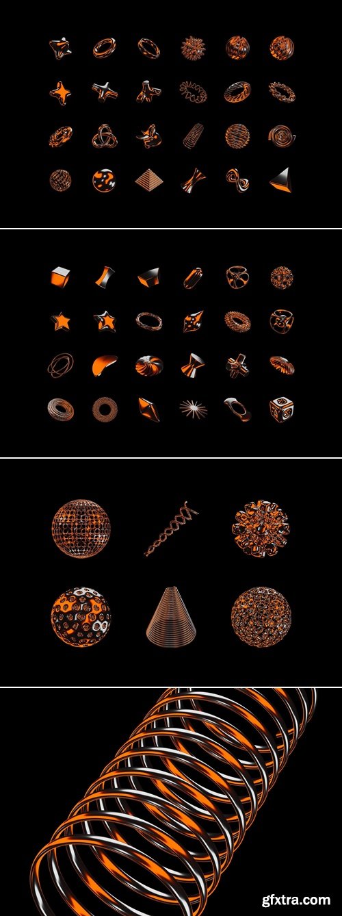 CreativeMarket - Color Chrome 3D Objects 291716808