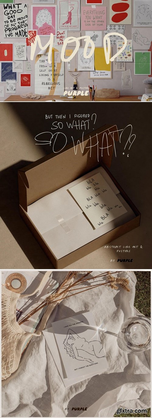 CreativeMarket - MOOD. Posters, line art 281316902