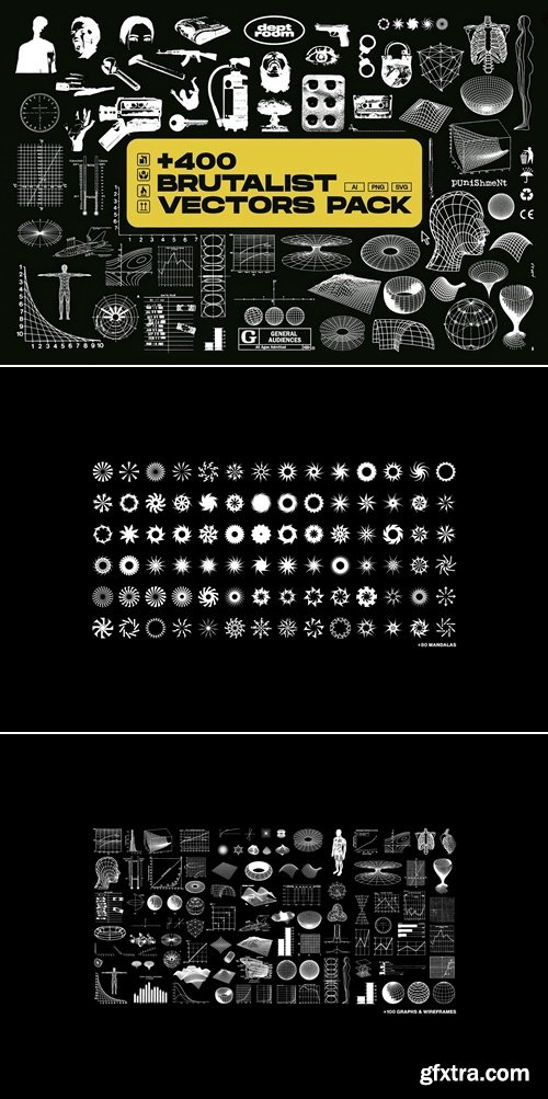 CreativeMarket - 400+ Brutalist Vectors Pack 12756030