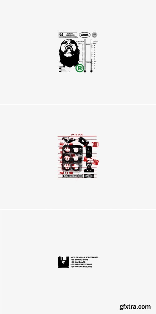 CreativeMarket - 400+ Brutalist Vectors Pack 12756030