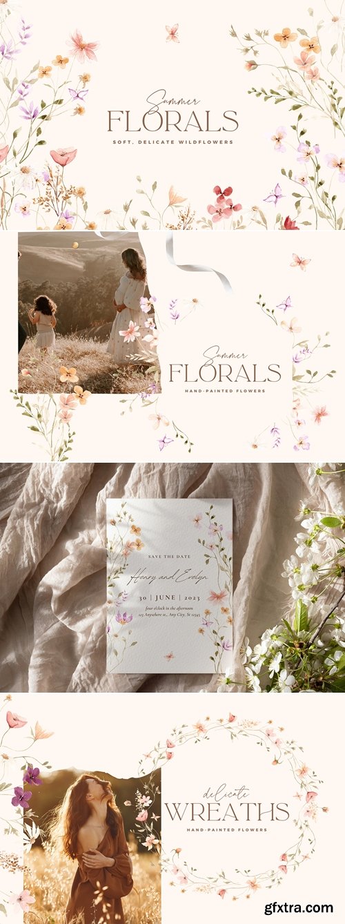 CreativeMarket - Watercolor Summer Wildflowers 16076366