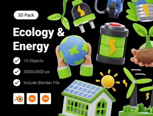 'Ecology & Energy 3D Icon Pack'