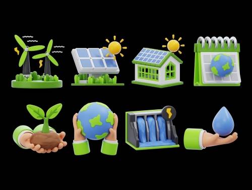'Ecology & Energy 3D Icon Pack'