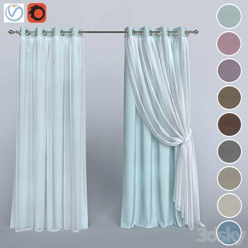 '3dsky Pro - The curtain with the tulle 1' '3dsky Pro - The curtain with the tulle 1'