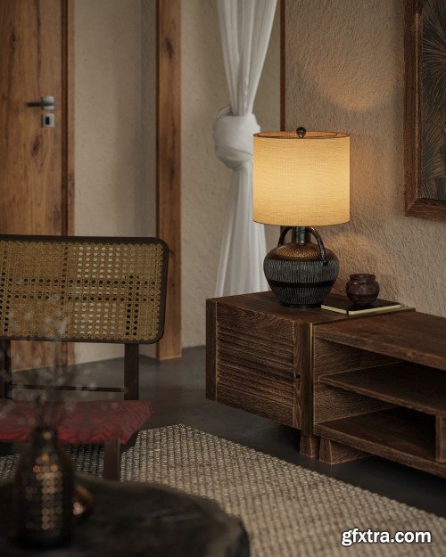 Living Room - Kitchen Interior Scene 06