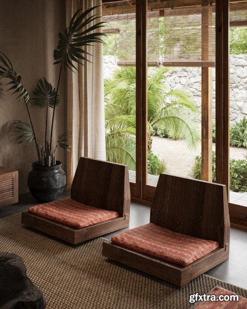 Living Room - Kitchen Interior Scene 06