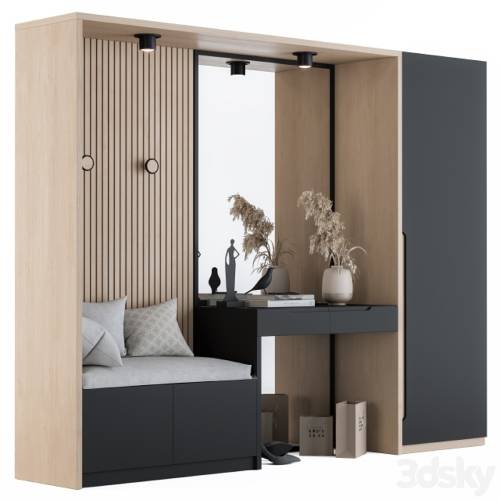 '3dsky Pro - Hallway 02 - Black and Wood Set'
