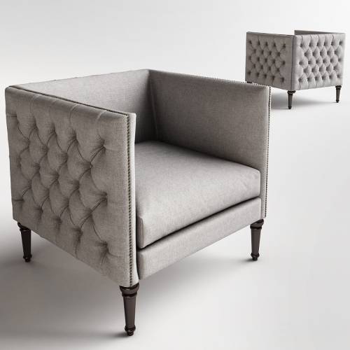'3dsky Pro - Aldridge Jeremy Burton Pine Adelle Parisian Maxim Nail Button Tufted Armchair'