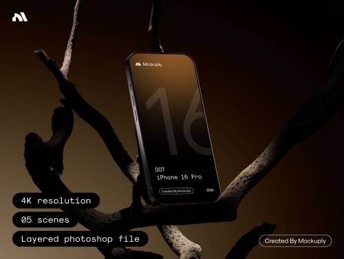 'iPhone 16 Pro - Wood Mockup'