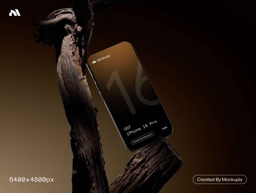 'iPhone 16 Pro - Wood Mockup'