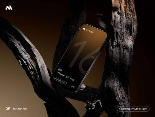 'iPhone 16 Pro - Wood Mockup'
