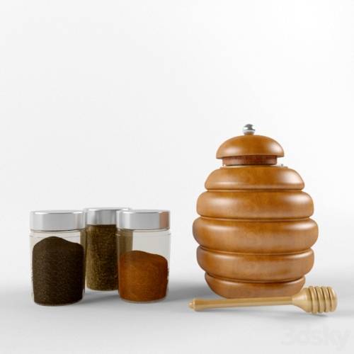 '3dsky Pro - Jars of honey and spices'