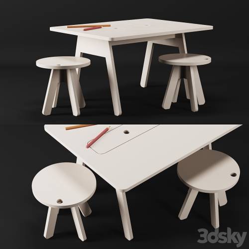 '3dsky Pro - Kutikai Peekaboo Desk and Chairs'