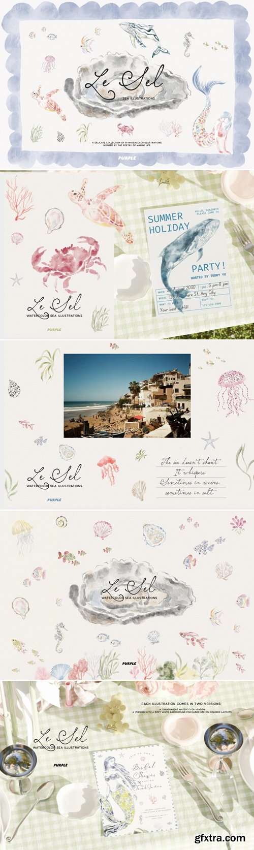 CreativeMarket - Le Sel: Watercolor Sea Illustrations 291568135