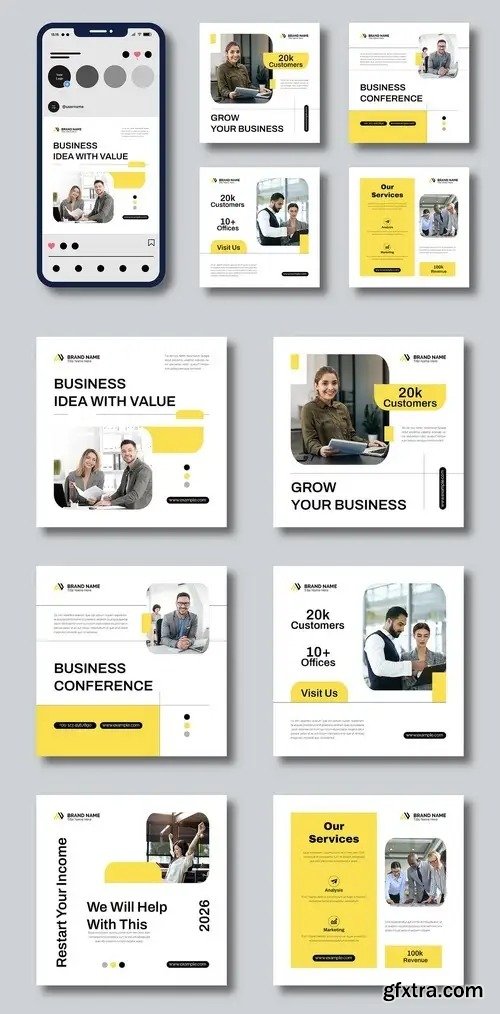 Business Social Media Layout Posts with Yellow Accent 1668023062