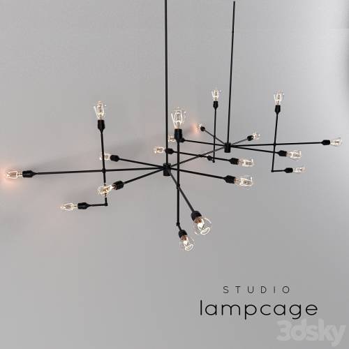 '3dsky Pro - Industrial bar by Lamp Cage / Chandelier black v2'